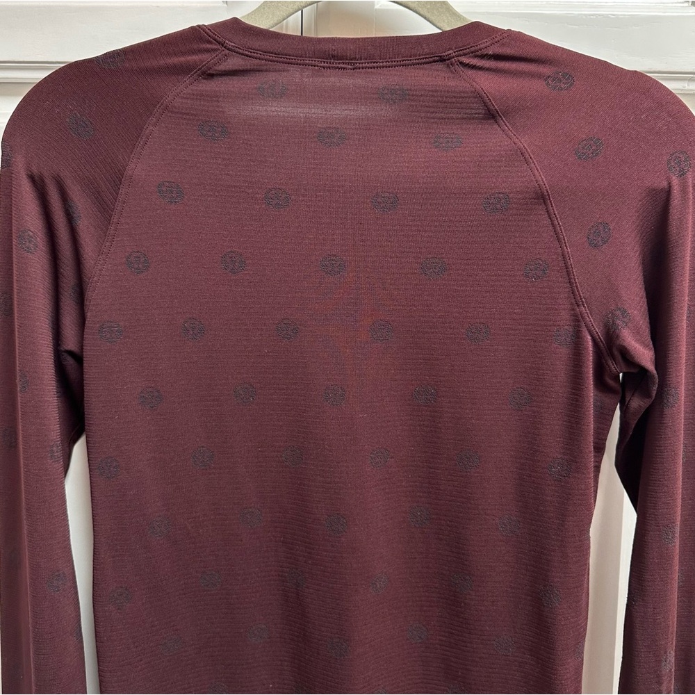 Lululemon Swiftly Tech Long Sleeve Shirt 2.0 Burgundy Wine Color Size 6 - Picture 4 of 10